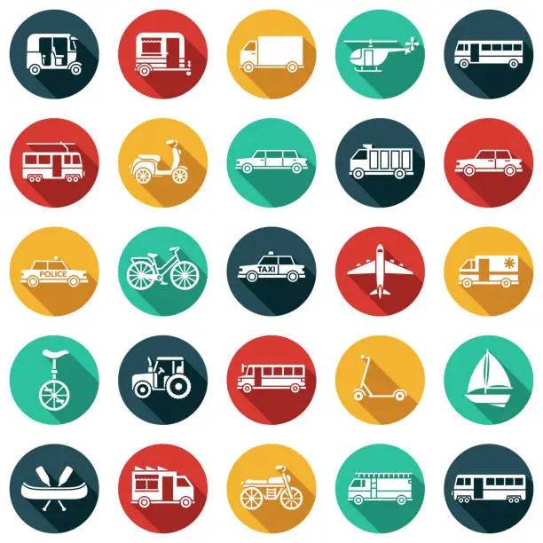 Vector illustration of Transportation Glyph Icon Set