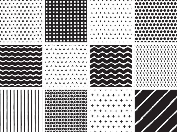 매끄러운 손으로 그린 미니멀한 패턴 - chevron pattern repetition zigzag stock illustrations