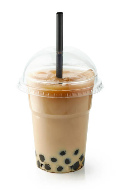 plastic cup of iced bubble tea plastic cup of iced bubble tea isolated on white background bubble tea photos stock pictures, royalty-free photos & images