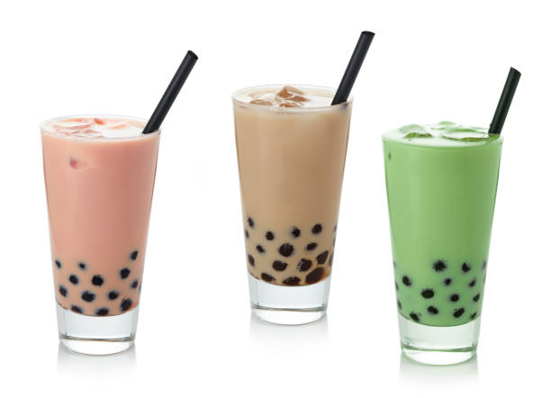 istock glasses of various multicolored iced bubble tea 1256376898