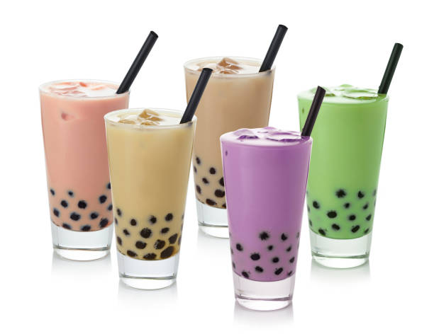 istock glasses of various multicolored iced bubble tea 1256376911