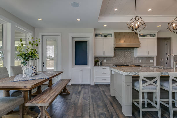 istock Amazing kitchen with quartz counter tops and white cabinets 1256381142