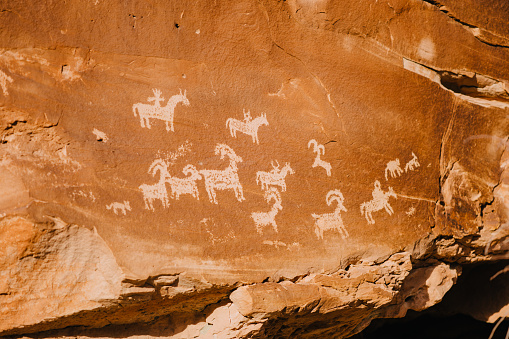 Petroglyphs in Arches National Park, Utah.