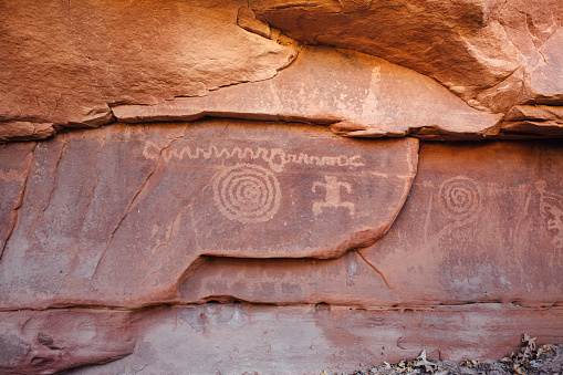 Petroglyphs in Zion National Park, Utah.