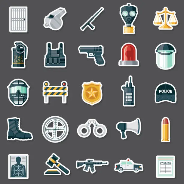 Vector illustration of Police and Law Enforcement Sticker Set