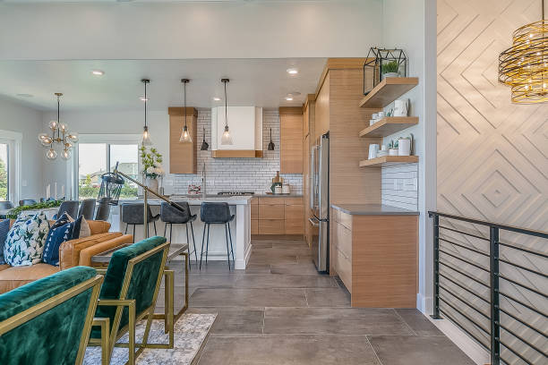 istock Mid-Century modern style kitchen in Utah home 1256384408