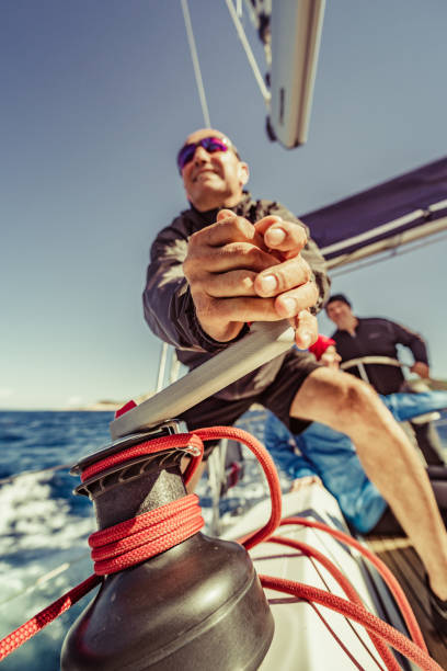 istock adventure man sailing on Aadriatic sea 1256386283
