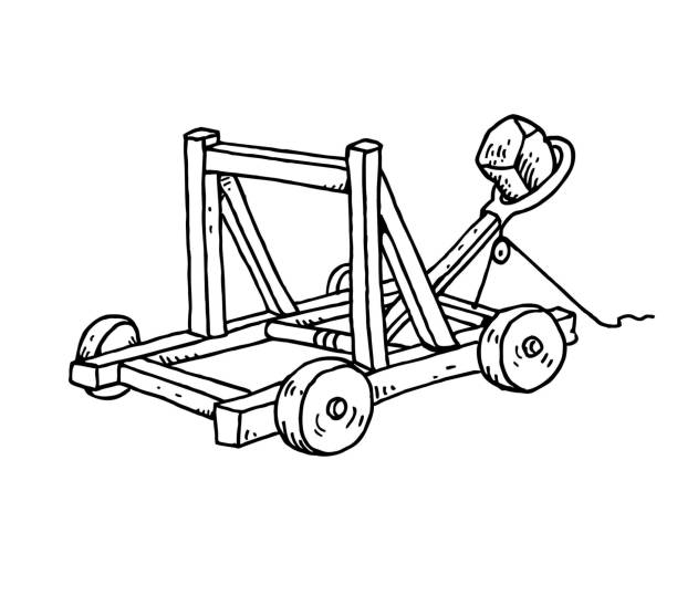 손으로 그린 트레부치 - trebuchet stock illustrations