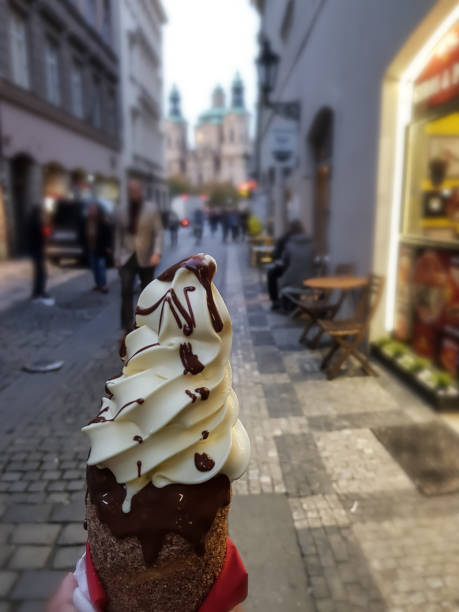 istock Traditional chocolate trdelnik Prague Czech 1256388796