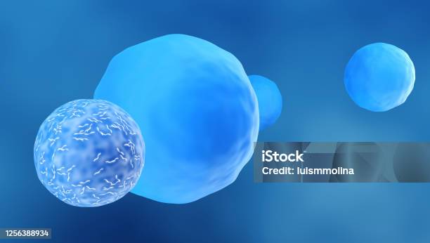 Killer Tlymphocyte Approaching A Cancer Cell Stock Photo - Download Image Now - Antigen, Biological Cell, Biology