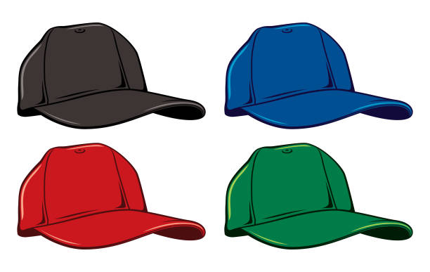 proste czapki baseballowe wektor - baseball cap cap green red stock illustrations