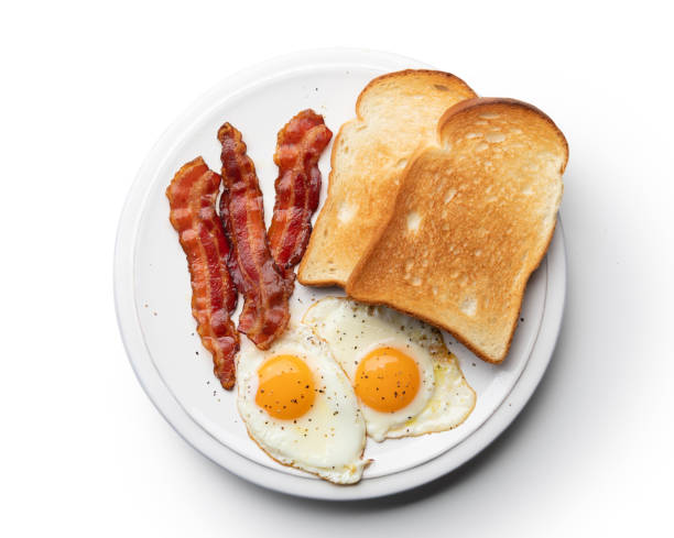 egg and bacon with toast