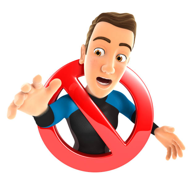 istock 3d surfer surrounded by a forbidden sign 1256395181