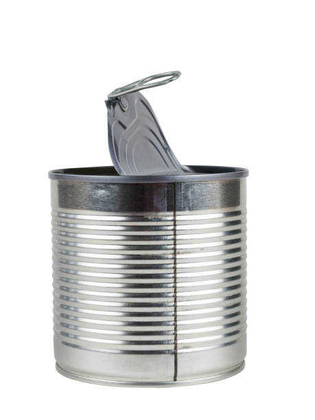 istock Tin can with an open lid isolated on a white background. 1256395304