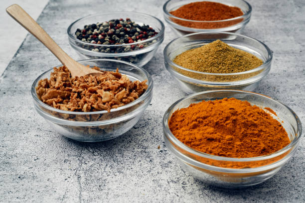istock Spices and spices in glass saucers. Cooking and kitchen. 1256397664