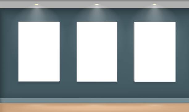 壁に白い絵のベクトル現実的なモックアップ - art museum wall white vector点のイラスト素材／クリップアート素材／マンガ素材／アイコン素材