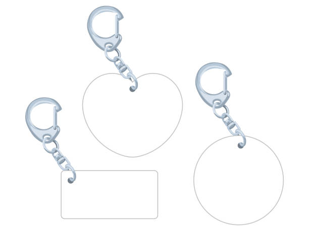 illustrazioni stock, clip art, cartoni animati e icone di tendenza di illustrazione del fissaggio della catena di chiavi - portachiavi