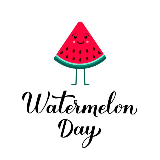 Watermelon Day Calligraphy Hand Lettering And Cute Cartoon Slice Funny  American Holiday Celebrate August 3 Vector Template For Typography Poster  Sticker Banner Sticker Tshirt Etc Stock Illustration - Download Image Now -  iStock