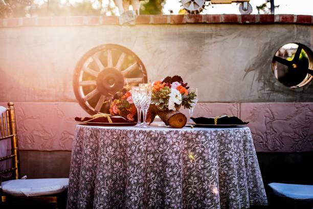 Sweetheart table at a wedding in summer