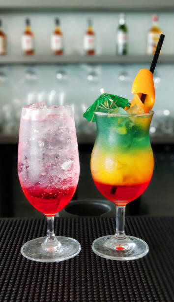 2 cocktails on bar counter