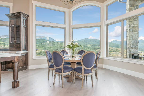 istock Gorgeous scenery surrounds this open dining area 1256406522