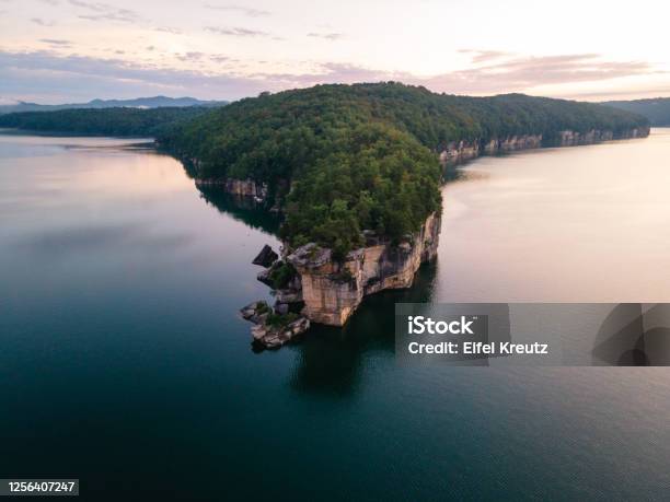 Aerial View Of Long Point Peninsula At Summersville Lake West Virginia Stock Photo - Download Image Now