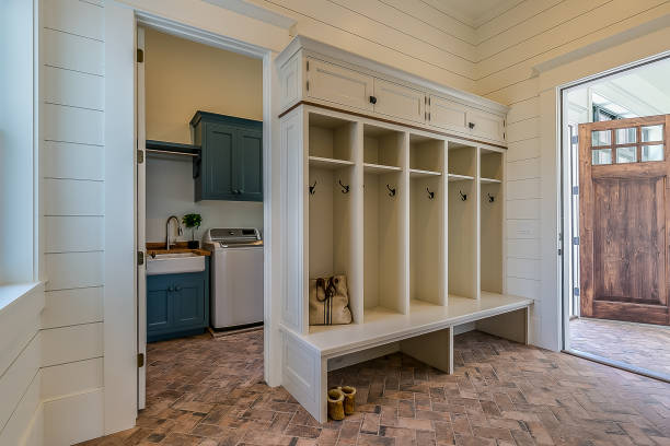 istock Immaculate laundry room and mudroom combo 1256411812