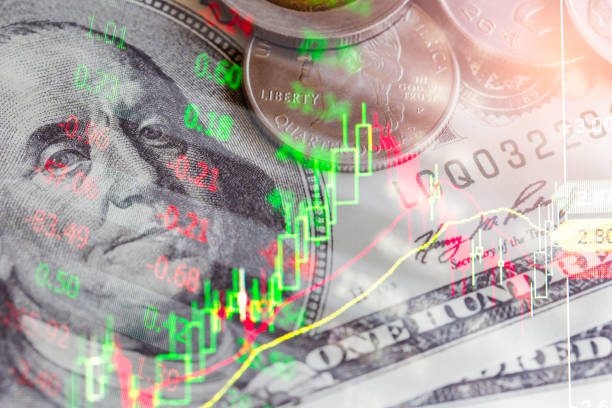 Stock market or forex trading graph and candlestick chart suitable for financial investment concept. Economy trends background for business idea and all art work design. Abstract finance background. gráfico de comercio de divisas o de divisas y gráfico de velas adecuado para el concepto de inversión financiera. antecedentes de tendencias económicas para la idea de negocio y todo el diseño de trabajo de arte. antecedentes financieros abstractos.