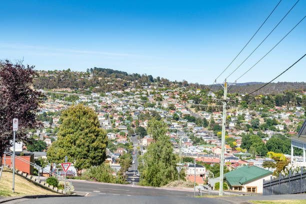 istock Residential district in Launceston, Tasmania, Australia 1256418736