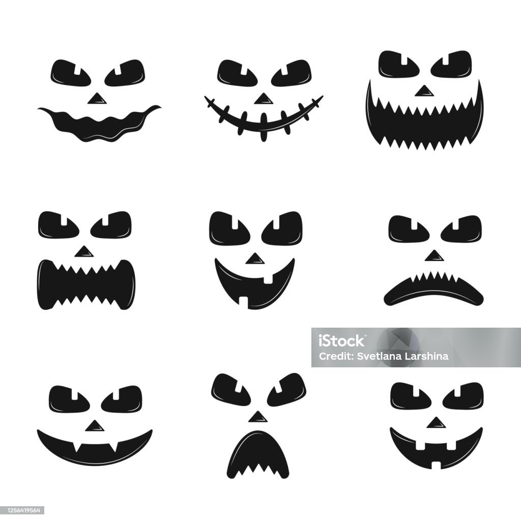 Bộ Biểu Tượng Hình Bóng Mặt Bí Ngô Cho Halloween Được Cô Lập Trên ...