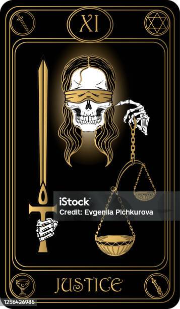 Justice Tarot Card Stock Illustration - Download Image Now - Tarot Cards, Halloween, Lawyer