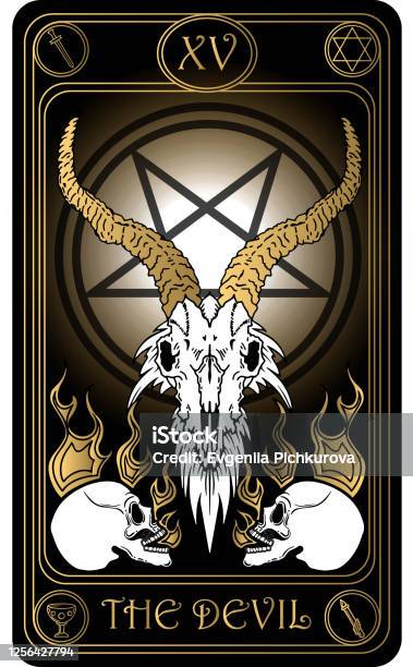 The Devil Tarot Card Stock Illustration - Download Image Now - Devil, Tarot Cards, Gold - Metal