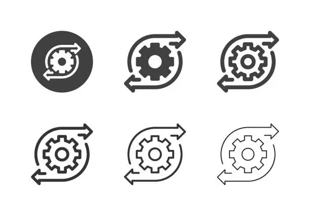 Vector illustration of Gear Direction Icons - Multi Series