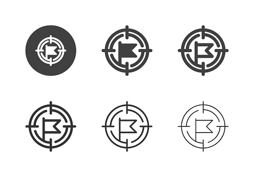 Flag Target Point Icons Multi Series Vector EPS File.