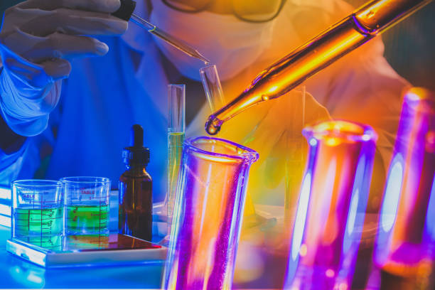 Test tubes and pipette stock photo