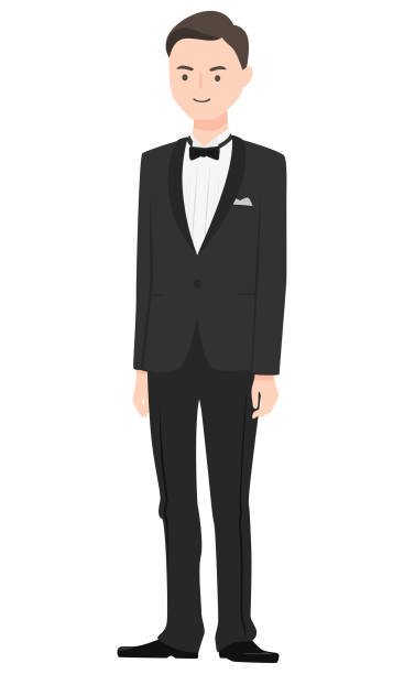 Illustration of an adult man wearing a tuxedo. Illustration of an adult man wearing a tuxedo. dinner jacket stock illustrations