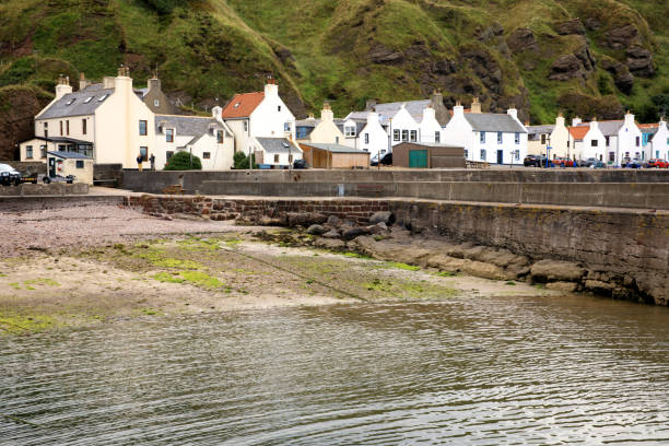 Pennan village (Scotland), UK - August 01, 2018: Pennan village, Fraserburgh, Scotland, Highlands, United Kingdom