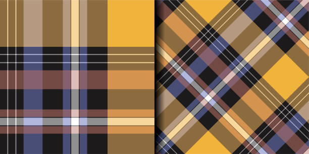 istock Set of two plaid patterns. Seamless vector tartan for fabric, cover, textile, design etc. 1256446364