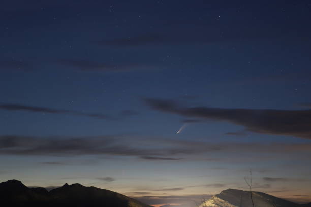 istock Night landscapes with Comet C/2020 F3 NEOWISE 1256447731
