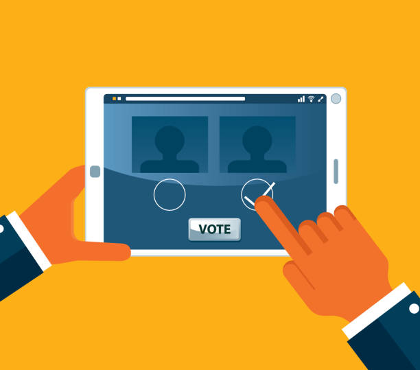 On-line Voting - tablet On-line Voting stock illustration electronic voting stock illustrations