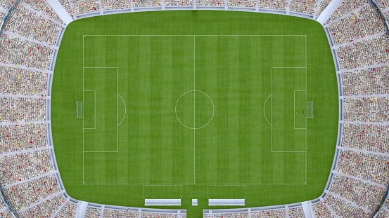 football field with fans top view. 3d rendering