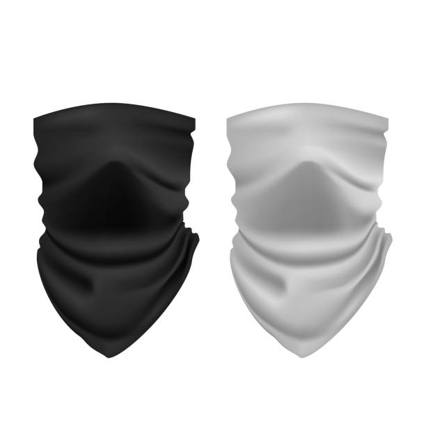 istock Realistic Detailed 3d White and Black Blank Wear for Neck Template Mockup Set. Vector 1256452204