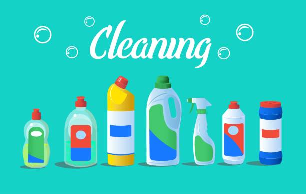 istock Detergent bottles for cleaning.  A concept for cleaning companies.Flat cartoon vector illustration. 1256452262