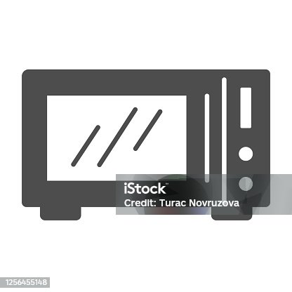 istock Microwave solid icon, Kitchen equipment concept, Microwave oven sign on white background, Kitchen electric stove icon in glyph style for mobile concept and web design. Vector graphics. 1256455148