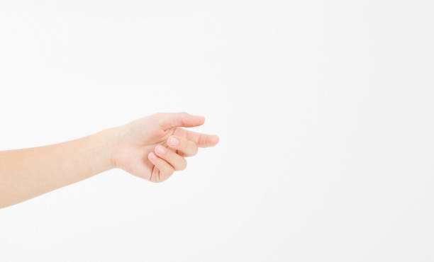 istock female hand holding invisible items, woman's palm making gesture while showing small amount of something on white isolated background, side view, close-up, cutout, copy space 1256455313