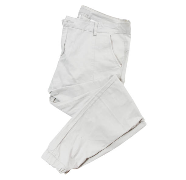istock Cargo pants isolated on white, folded cargo pants over white background 1256455973