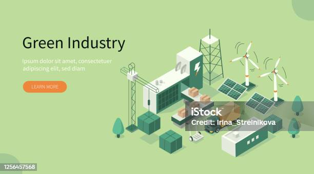 Industria Verde - Immagini vettoriali stock e altre immagini di Assonometria - Assonometria, Risorse sostenibili, Conservazione ambientale