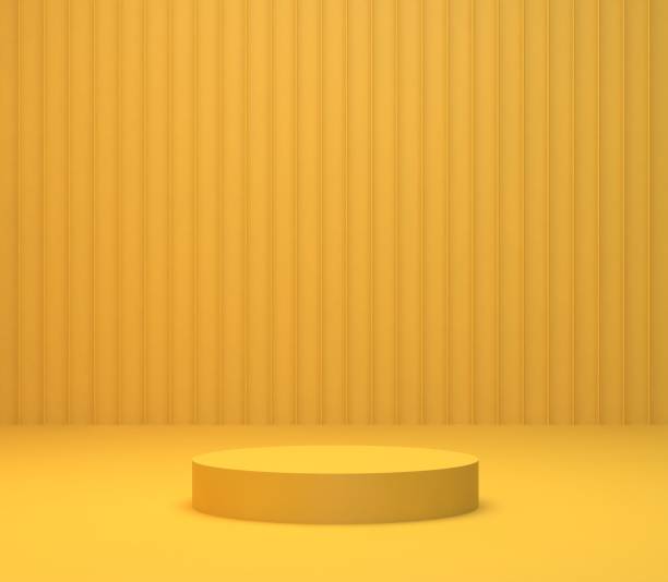 istock 3D Render of Abstract Yellow Composition with Podium 1256457738