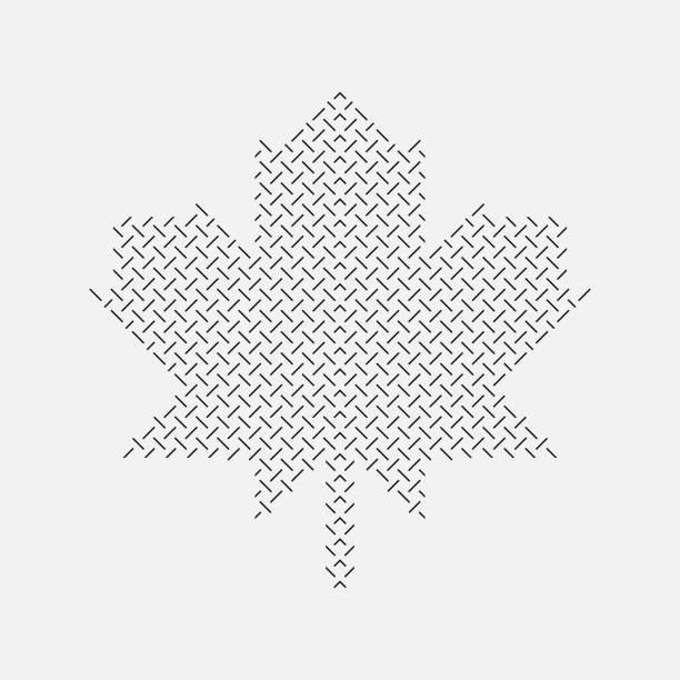 Icon of maple leaf with geometric pattern Icon of maple leaf with geometric pattern canadian flag maple leaf computer icon canada stock illustrations