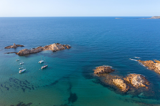 Spain, Balearic Islands, Menorca, view of Cala Pregonda.